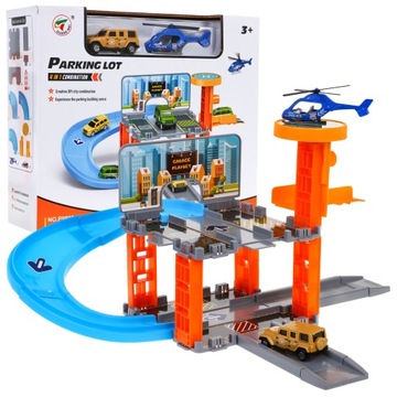 3-piętrowy parking dla dzieci Autko helikopter + Winda zjeżdżalnia P9888A-4