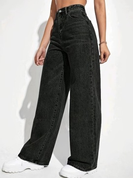 Casualowe jeansy ze stretchem i szerokimi nogawkami, Damskie dżinsy i odzież dżinsowa, M
