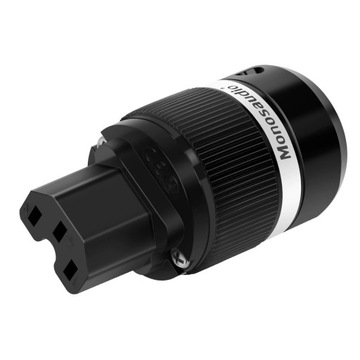 Wtyk IEC C15 10A Monosaudio F100R miedź rodowana