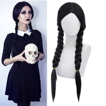 ПАРИК WEDNESDAY ADDAMS, ГЛЯНЦЕВЫЙ ЧЕРНЫЙ, УНИВЕРСАЛЬНЫЙ