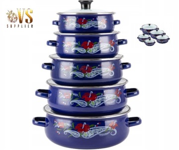 НАБОР ЭМАЛЬНЫХ ПОСУВ, ИНДУКЦИОННЫЙ, НАБОР ИЗ 10 ЭЛЕМЕНТОВ