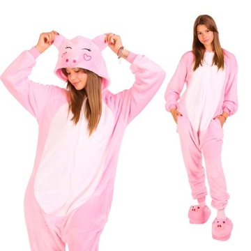 Piżama Onesie Kigurumi Kostium Przebranie Różowa Świnka S: 145 - 155cm