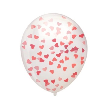 Przezroczyste balony konfetti serduszka 30cm 3szt