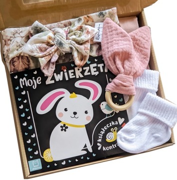 prezent na chrzest babyshower różowy dla córki dziewczynki eco w kwiaty