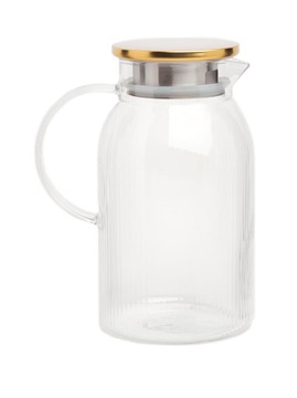 Dzbanek ze złotą pokrywką do herbaty wody lemoniady 1,4 l szklany z uchem