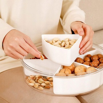 Поднос для хранения закусок с крышкой, белый