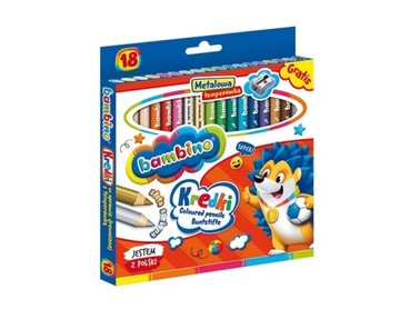 Kredki BAMBINO grube 18 kolorów + temperówka
