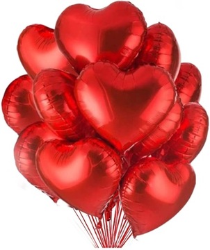 Balony Foliowe Serca Czerwone Na Walentynki Duże Wesele Prezent Hel 10szt