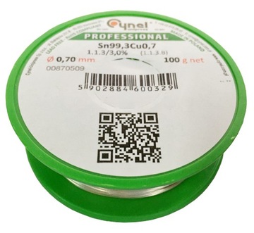 Cyna z topnikiem 0,70mm 100g 0,10kg Pb Free