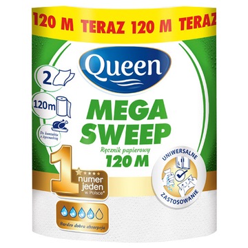 Ręcznik papierowy celuloza Queen w opakowaniu 1 szt. biały 120 m