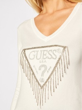 БЕЛЫЙ СВИТЕР GUESS С ЛОГОТИПОМ НА ДЛИННЫХ РУКАВАХ M 2Z1G2*