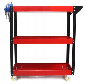 ТЕЛЕЖКА ДЛЯ МАСТЕРСКОЙ, ШКАФ ДЛЯ ОБСЛУЖИВАНИЯ ИНСТРУМЕНТОВ, КРАСНЫЙ, 3 ПОЛКИ, КОЛЕСА