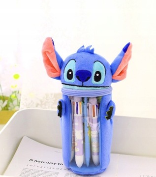 Пенал Косметичка Stitch плюшевая Сумка Мишка Тедди синие школьные родинки