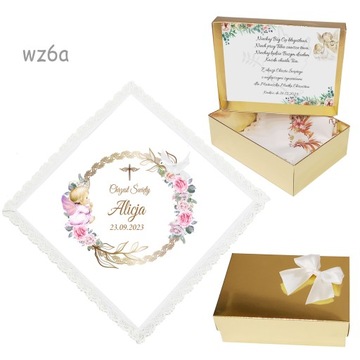 БЕЛАЯ КРЕСТАЛЬНАЯ ХАНИЦА для мальчика, девочки, КРЕЩЕНИЕ, ИМЯ, коробка