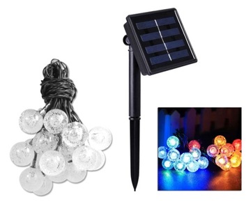 GIRLANDA SOLARNA OGRODOWA LAMPA SOLAR 20x LED RGB KOLOROWA DŁUGA ZD69E