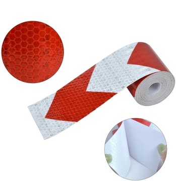 ЛЕНТА СВЕТООТРАЖАЮЩАЯ БЕЛАЯ КРАСНАЯ 25М САМОКЛЕЯЩАЯСЯ