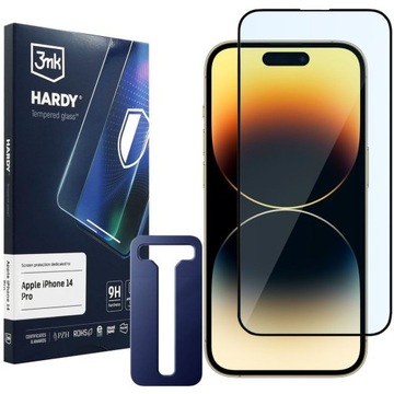 Закаленное стекло 3mk HARDY Premium для Apple iPhone 14 Pro + РАМКА-АППЛИКАТОР