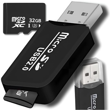 KARTA PAMIĘCI MICRO SD XC 32 GB + CZYTNIK KART USB CLASS 10 USB 2.0
