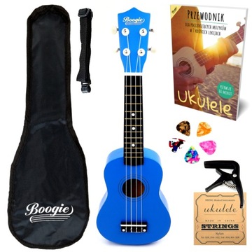UKULELE SOPRANOWE DREWNIANE + ZESTAW AKCESORIÓW