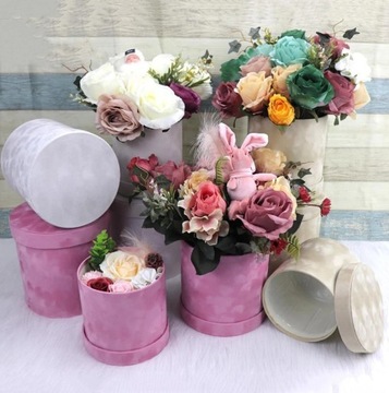 Большая FLOWER BOX велюровая замша Набор из 3 шт. для цветочных композиций, красный