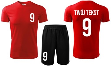 Strój piłkarski z nadrukiem PERSONALIZOWANY z własnym napisem i numerem 158