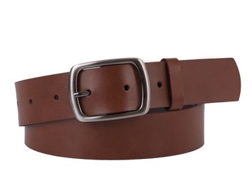 SKÓRZANY Pasek damski Szeroki BRĄZOWY 4cm 100 XS