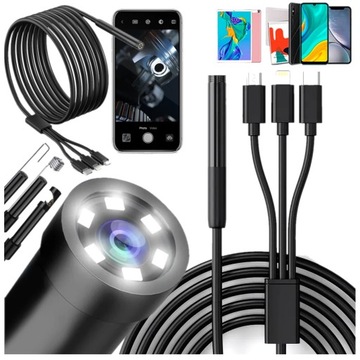 ИНСПЕКЦИОННАЯ КАМЕРА ЭНДОСКОП ANDROID IPHONE USB-C ДЛЯ ТЕЛЕФОНА 2M 6LED 8MM