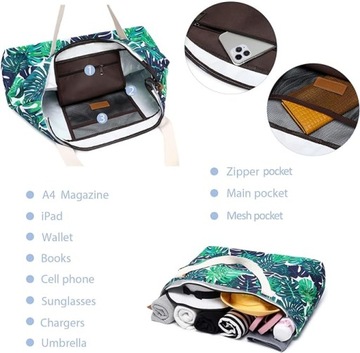 ПЛЯЖНАЯ СУМКА XXL НА МОЛНИИ, РАЗНОЦВЕТНАЯ, БОЛЬШАЯ ВМЕСТИТЕЛЬНОСТЬ