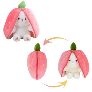 ПЛЮШЕВЫЙ КРОЛИК КЛУБНИКА С БОЛЬШИМИ УШАМИ ОБЪЯВЛЯЕТСЯ 2 В 1 МЯГКИЙ РОЗОВЫЙ ТАЛИСМАН