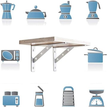 ZESTAW 2x WSPORNIK PÓŁKI KĄTOWNIK POD PÓŁKĘ UCHWYT PODPÓRKA SREBRNY 20cm