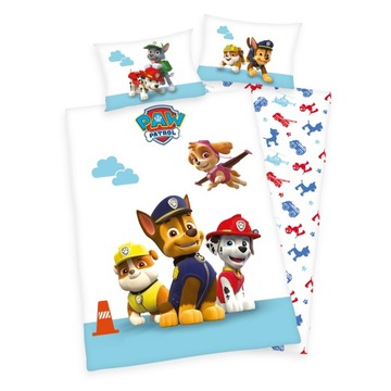 POŚCIEL PSI PAW PATROL PIESKI CHASE MARSHALL FLANELOWA 100X135 CIEPŁA BIAŁA