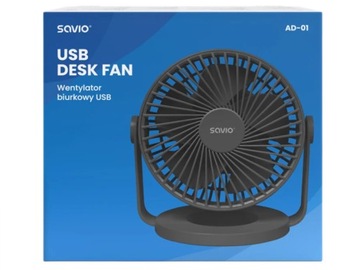 НАСТОЛЬНЫЙ ВЕНТИЛЯТОР БЕСШУМНЫЙ БЕСПРОВОДНОЙ ВЕНТИЛЯТОР SAVIO AD01, 4 РЕЖИМА, ТИП USB