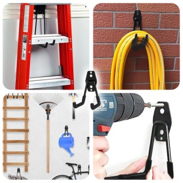 12 шт. ГАРАЖНЫЕ КРЮЧКИ, ЧЕРНЫЕ НАСТЕННЫЕ ДЕРЖАТЕЛИ ДЛЯ ВЕЛОСИПЕДОВ, КАБЕЛИ, ИНСТРУМЕНТЫ