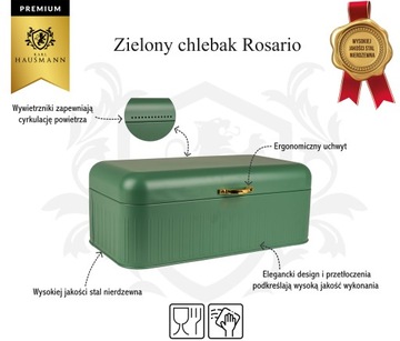 БОЛЬШОЙ МЕТАЛЛИЧЕСКИЙ КОНТЕЙНЕР ДЛЯ ХЛЕБА С РУЧКОЙ, ЗЕЛЕНЫЙ