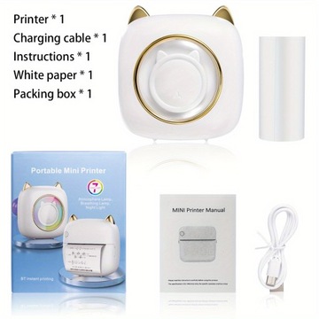 Mini Pocket Printer, Portable Thermal Printer With 3 Rolls Printing Paper