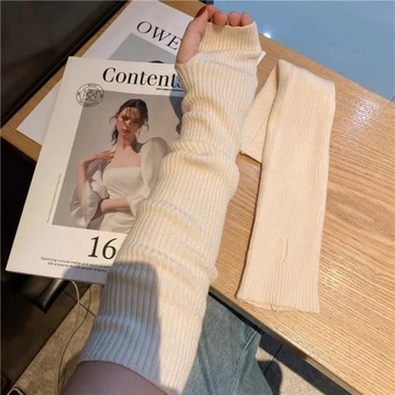 Winter Women Arm Warmers Knitted Woolen Arm Sleeve Fine Long Knitted