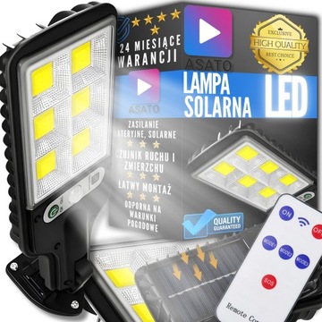 Lampa Solarna Uliczna 200 W 6000 lm Led Czujnik Ruchu Zmierzchu + Pilot