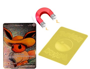 KARTA POKEMON METALOWA - METAL ZŁOTA - EEVEE MALARSKA WERSJA PORTRET