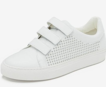 RACHEL ZOE Boe Studded sneakersy tenisówki białe na rzepy skórzane r. 39