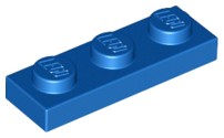 LEGO Płytka - plate 1x3 (3623) niebieska 5szt