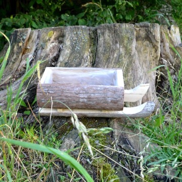 Сани из цветочного горшка, деревянная кора, большие сани