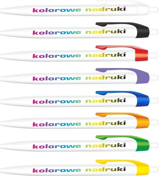 Długopisy z NADRUKIEM LOGO NAPISEM FIRMOWE - NADRUIK UV kolorowy - 100 szt.