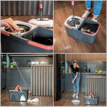 ВРАЩАЮЩАЯСЯ ШВАБРА С КРУГЛЫМ ДИСПЕНСЕРОМ ДЛЯ ЧИСТКИ, 18 Л.