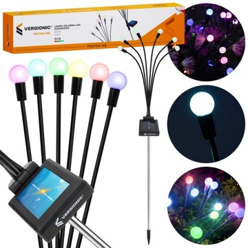 Солнечная садовая лампа с шипованными шариками RGB 6xLED 70см Украшение сада