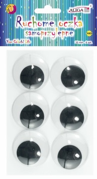 RUCHOME OCZY SAMOPRZYLEPNE DUŻE oczka 36mm 6 sztuk