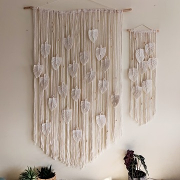 ловец снов желтое украшение макраме листья перья