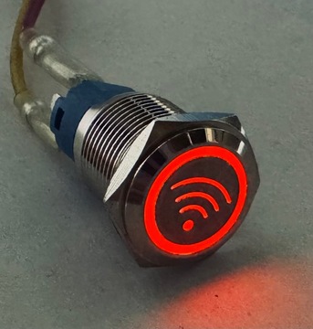 Przycisk metalowy podświetlany Wifi Wi-Fi internet 16mm LED 230V SPDT bi