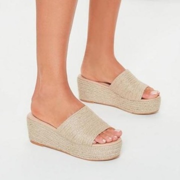 MISSGUIDED_KLAPKI SANDAŁY ESPADRYLE PLATFORMA 41