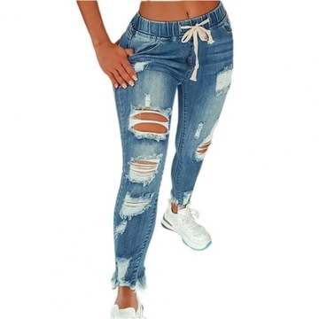 Womens Stretch Skinny Ripped Hole Washed Denim mom