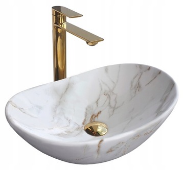 VELDMAN CERAMICZNA NABLATOWA UMYWALKA ZUZAN MARMUR MAT 48 cm